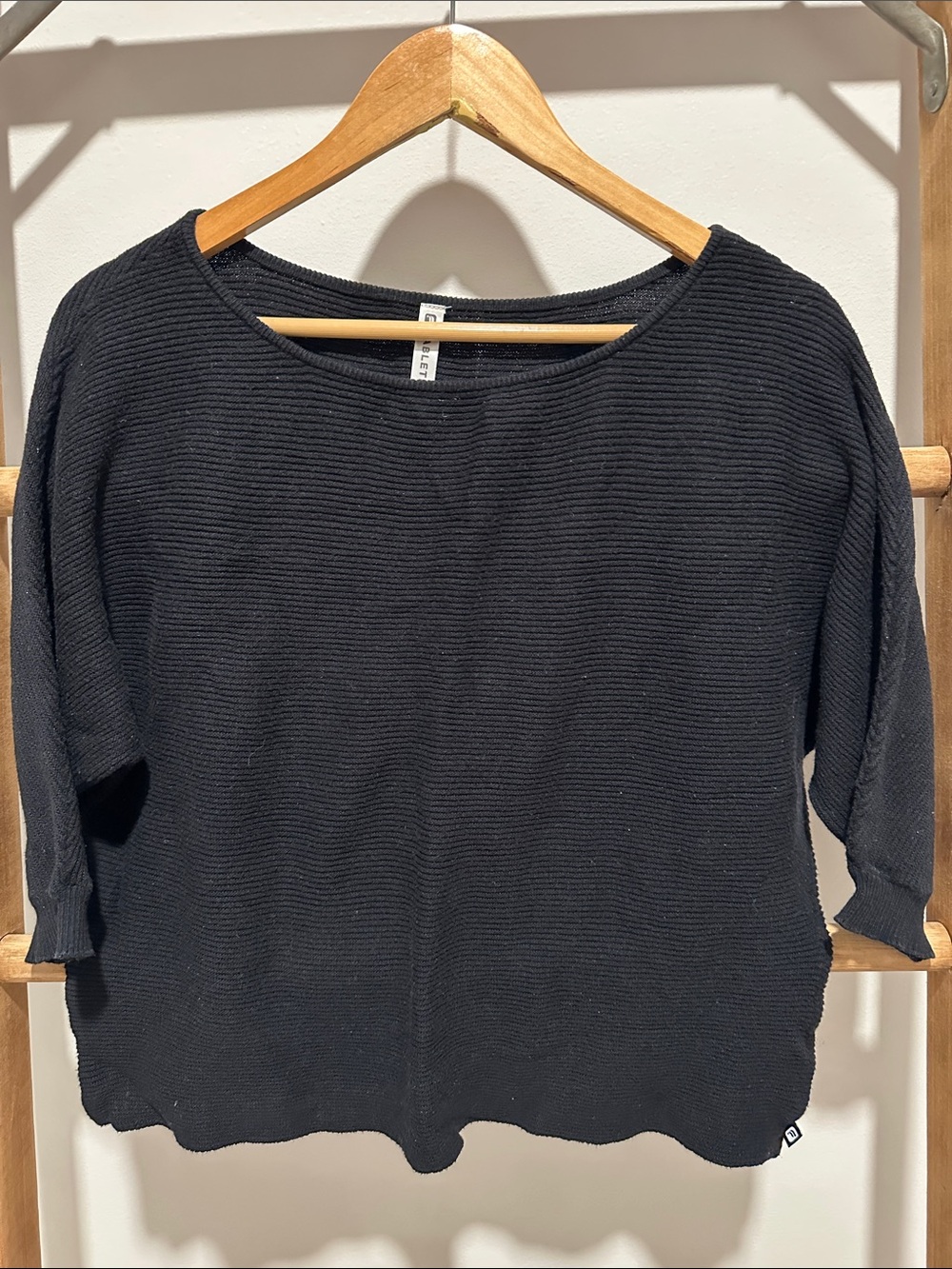 Fabletics Black Ribbed Scoop-Neck Sweater
